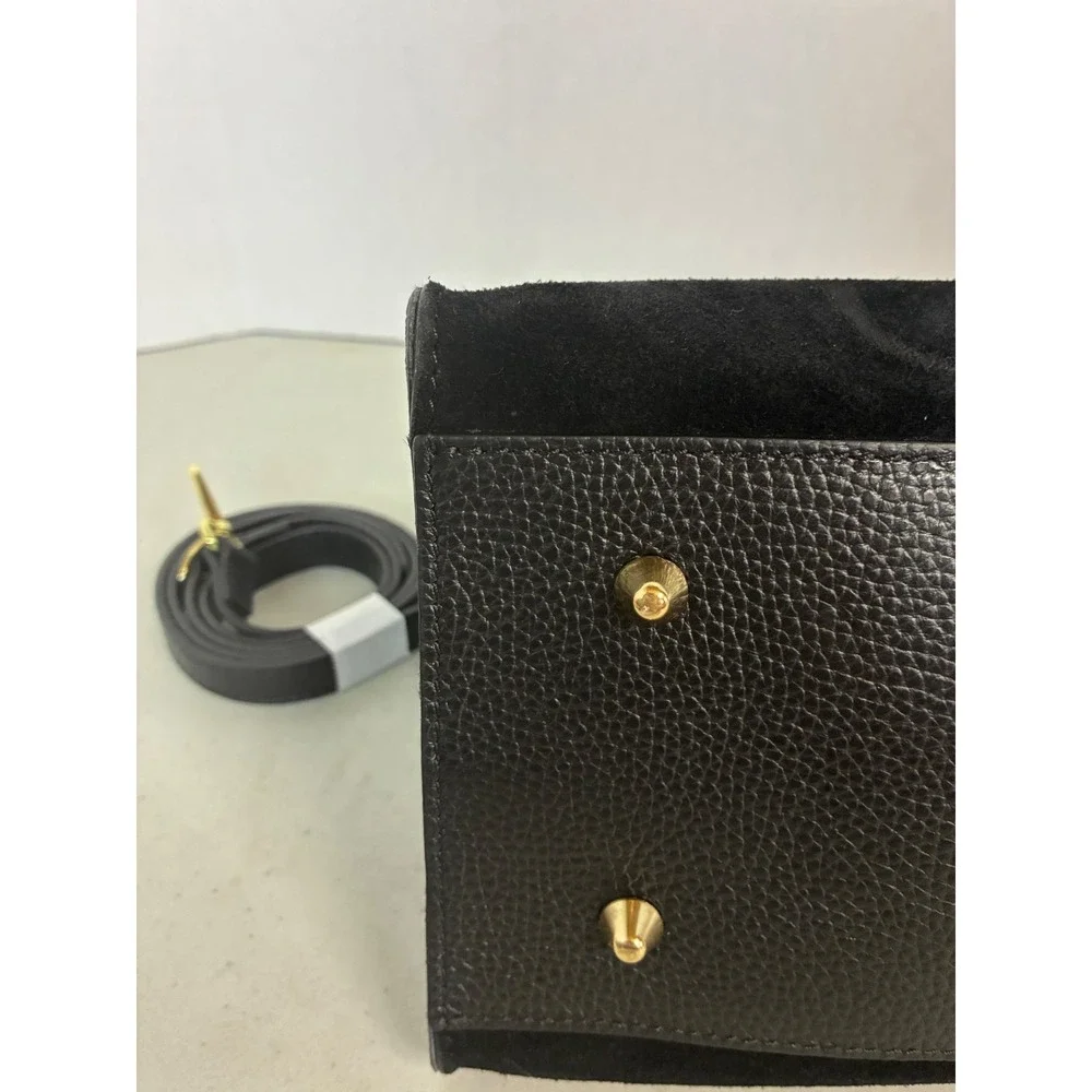 Divina Firenze Black Suede Leather Ginny Satchel Crossbody Bag Made in Italy NEW